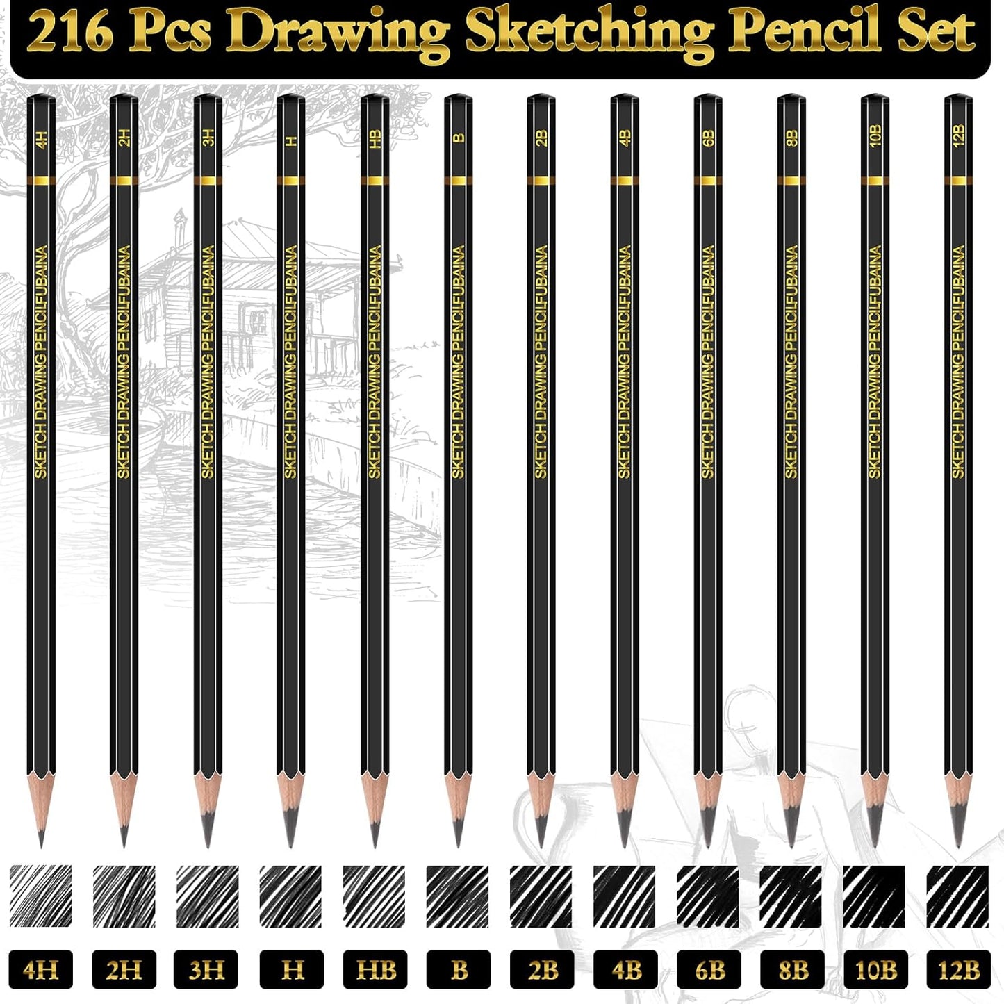 FUBAINA GRAPHITE SKETCH PENCIL SET OF 12 (12B-4H)