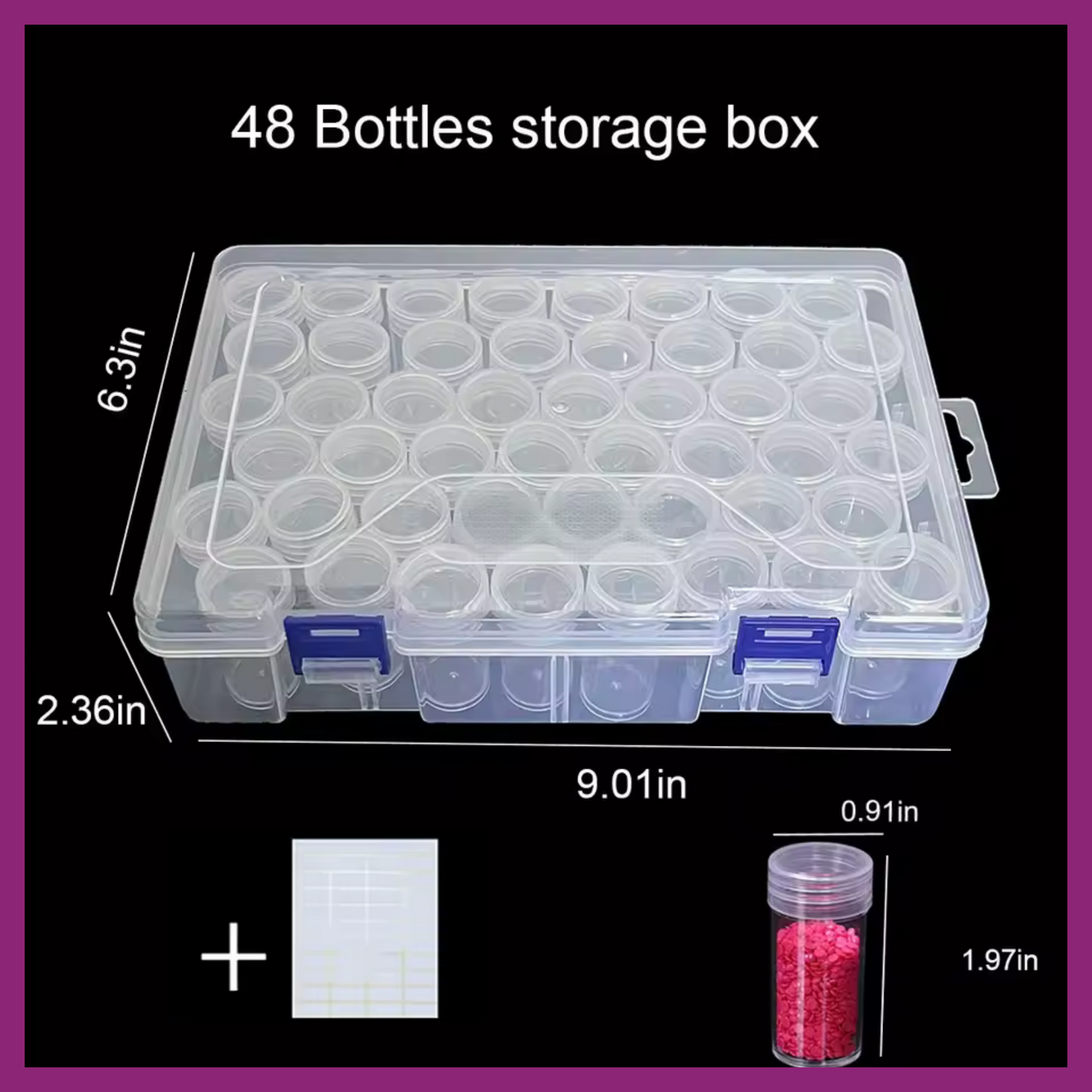 PLASTIC DIAMOND DRILL STORAGE CASE - 48 GRID CYLINDERS