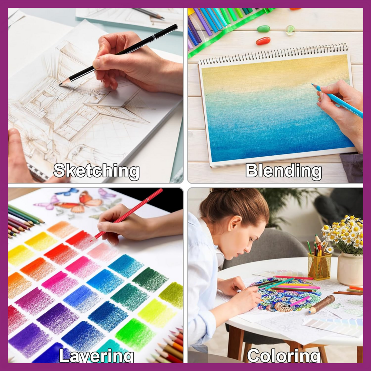 KALOUR 72 COUNT COLORED PENCIL SET