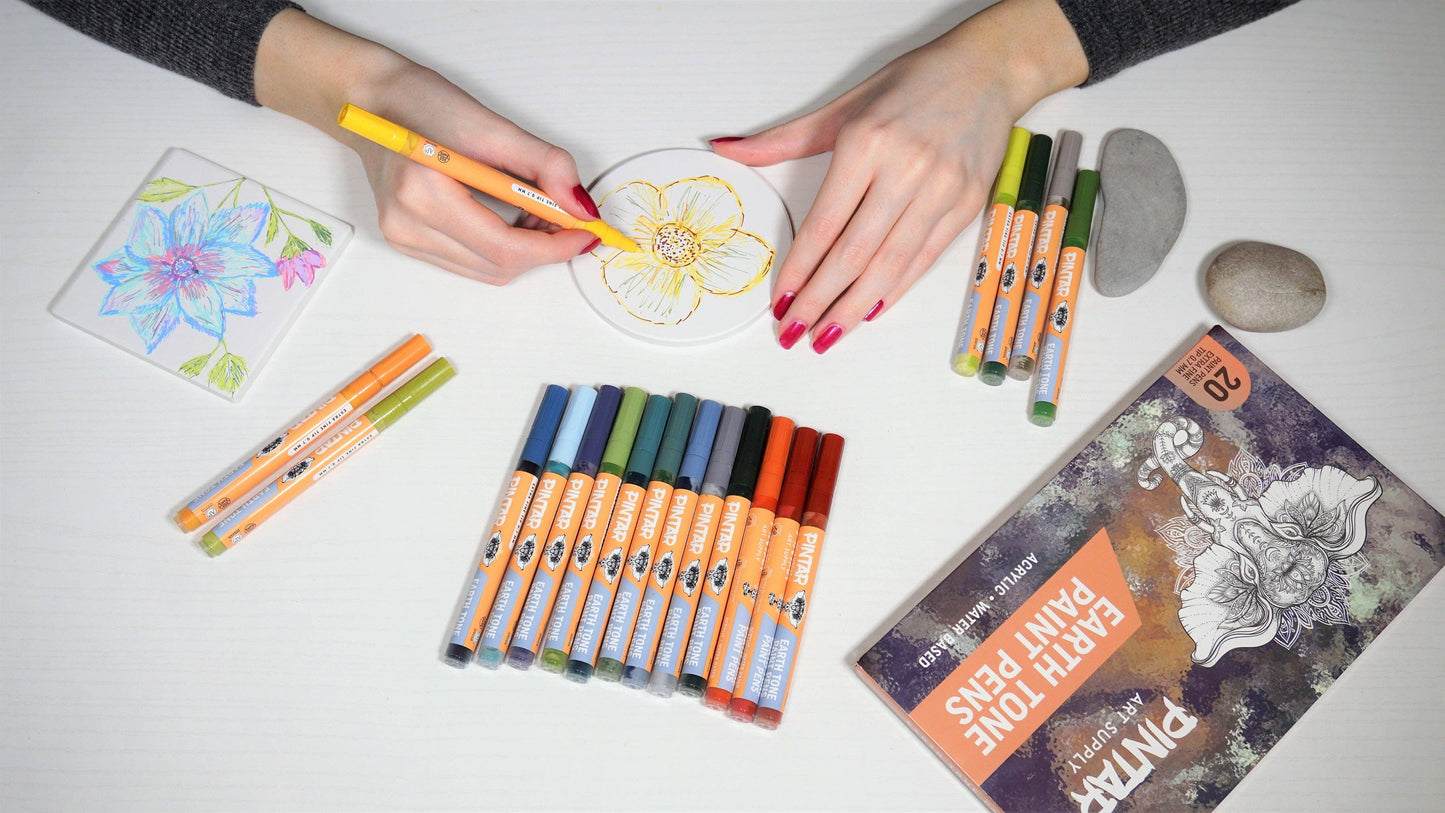 Pintar Earth Tone Acrylic Paint Pen Set - 0.7mm - 20PK