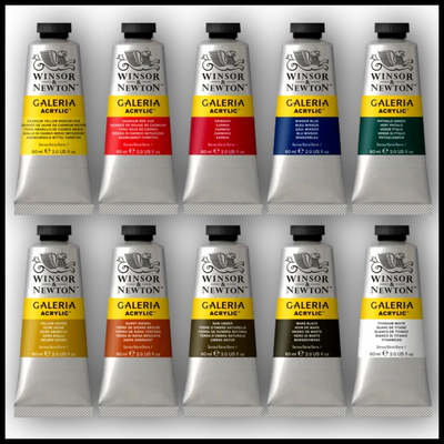 WINSOR & NEWTON GALERIA ACRYLICS - SET OF 10 ASSORTED COLORS 60ML