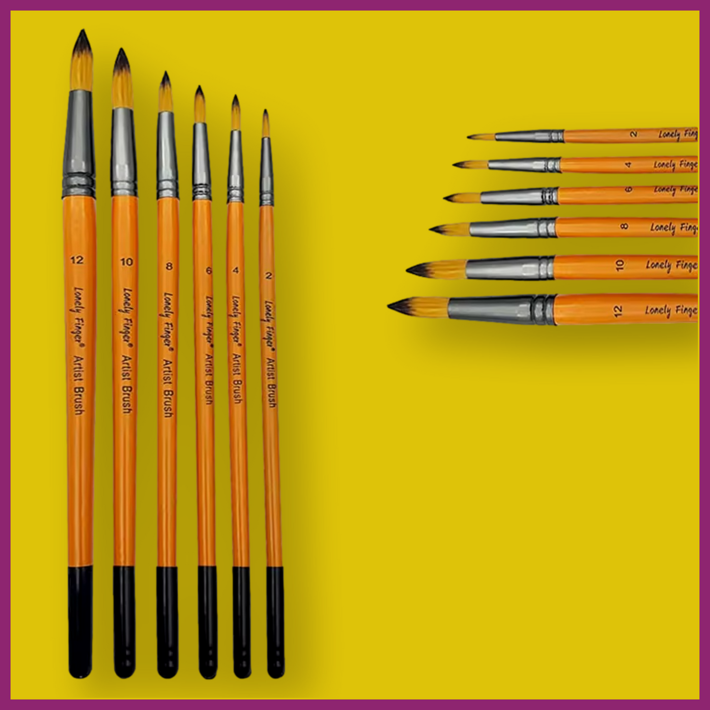 LONELY FINGER 6PC NYLON BRUSH SETS - 6 SIZES PER BRUSH TYPE