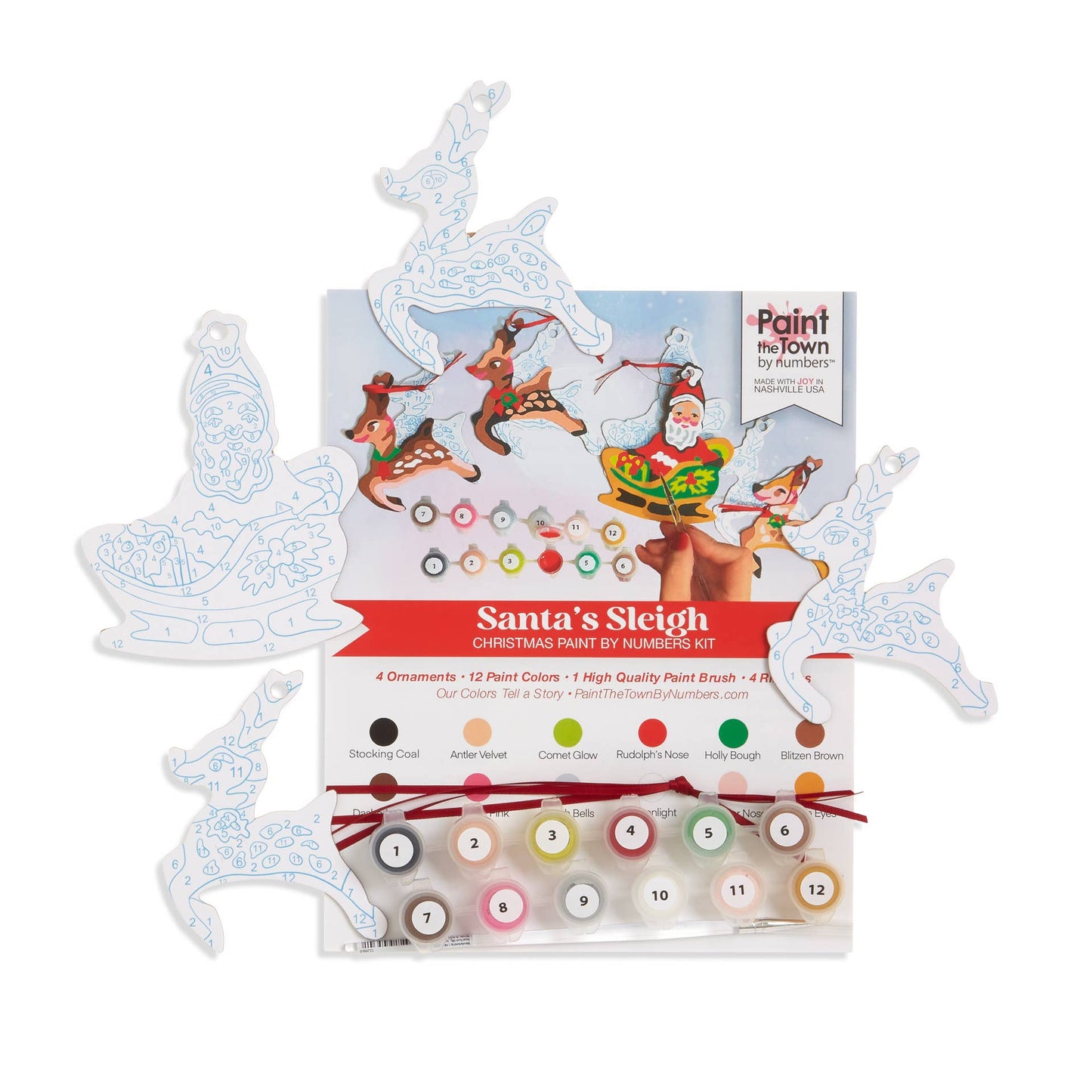 Santa Sleigh and Reindeer / Die Cut Paint by Number