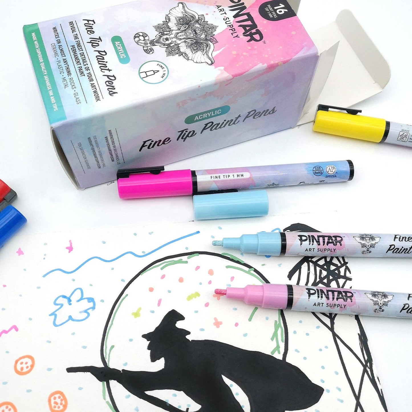 PINTAR Premium Acrylic Paint Pens - 1mm - 16pk