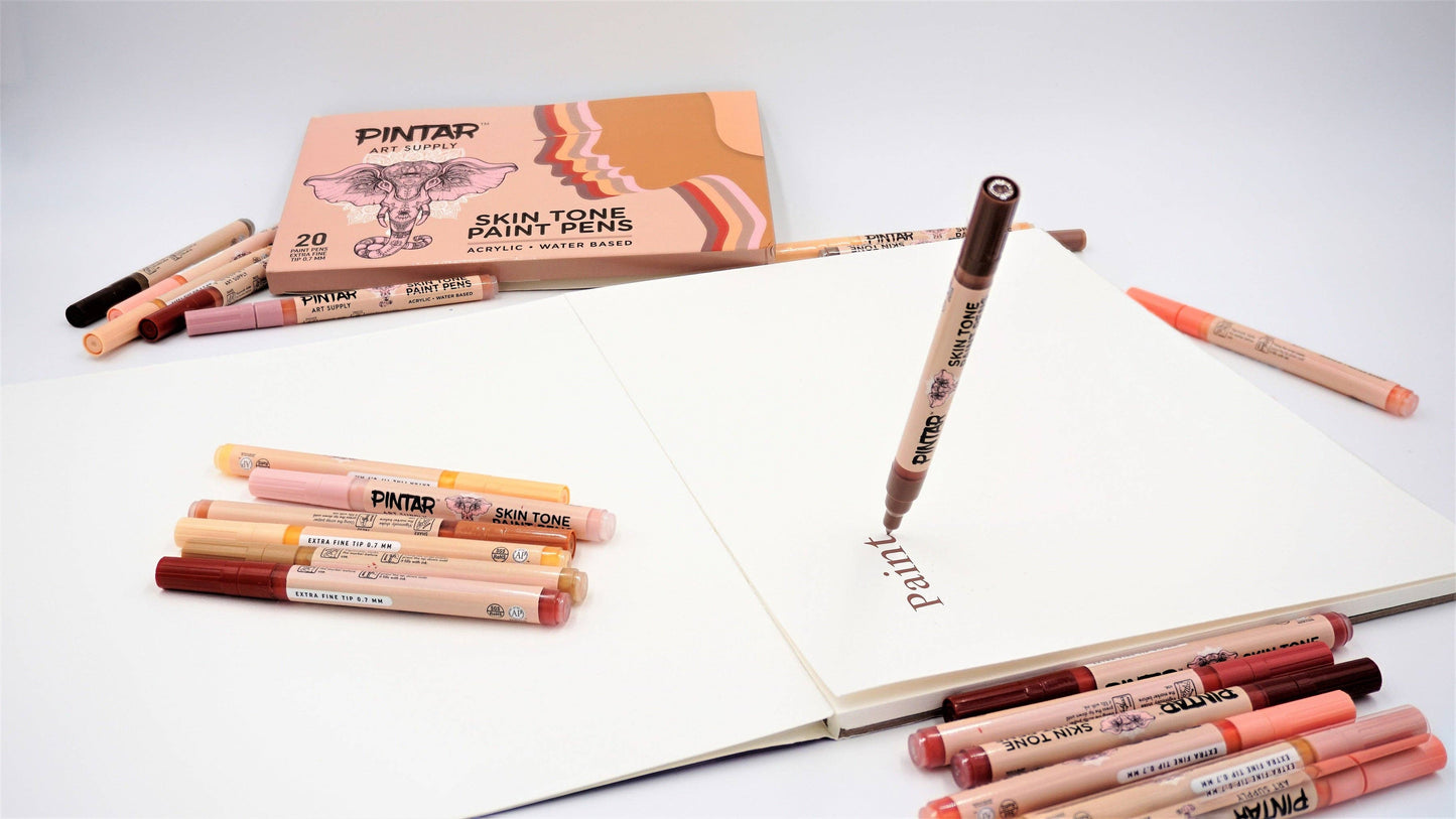 Pintar Skin Tone Acrylic Paint Pen Set - 0.7mm - 20PK