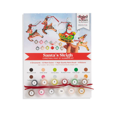 Santa Sleigh and Reindeer / Die Cut Paint by Number