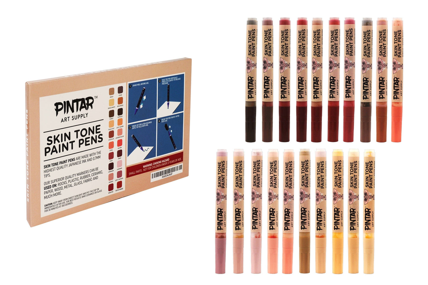 Pintar Skin Tone Acrylic Paint Pen Set - 0.7mm - 20PK