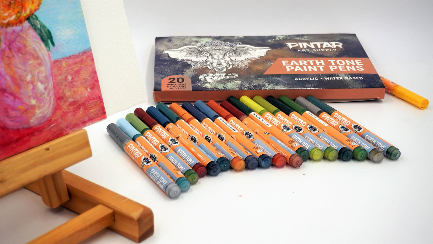 Pintar Earth Tone Acrylic Paint Pen Set - 0.7mm - 20PK