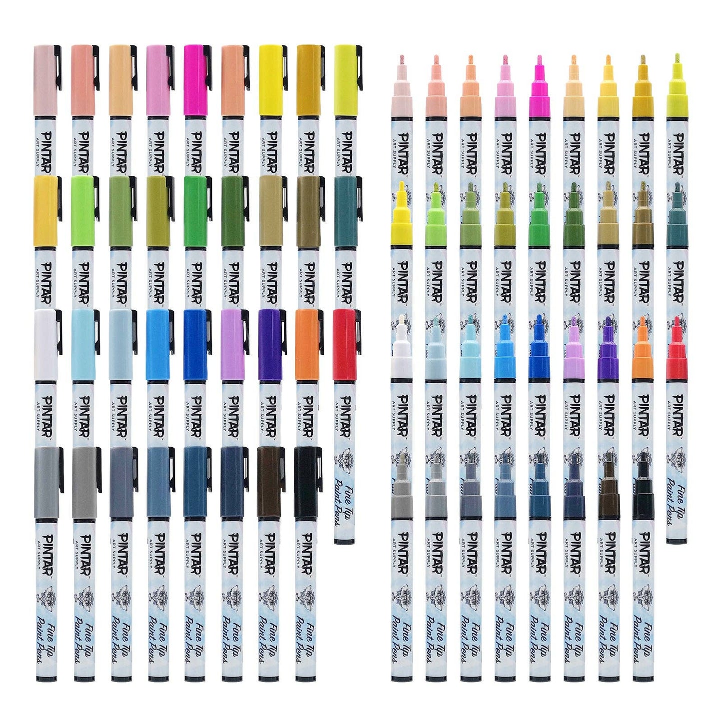 PINTAR Premium Acrylic Paint Pens - 1mm Fine Tip Pens - 35Colors