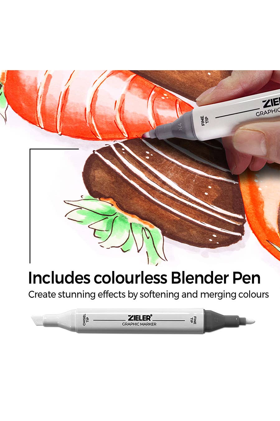Zieler 25 Dual Tip Artists Graphic Marker Pens