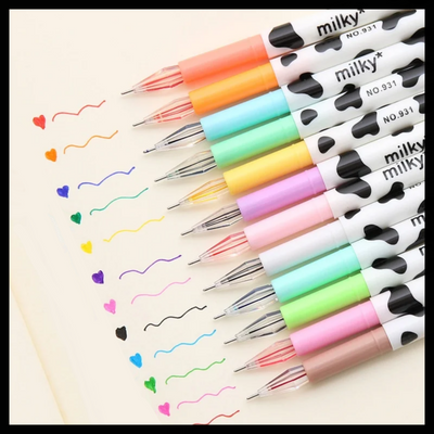 MILKY COW GEL PEN SET OF 12 - .5mm