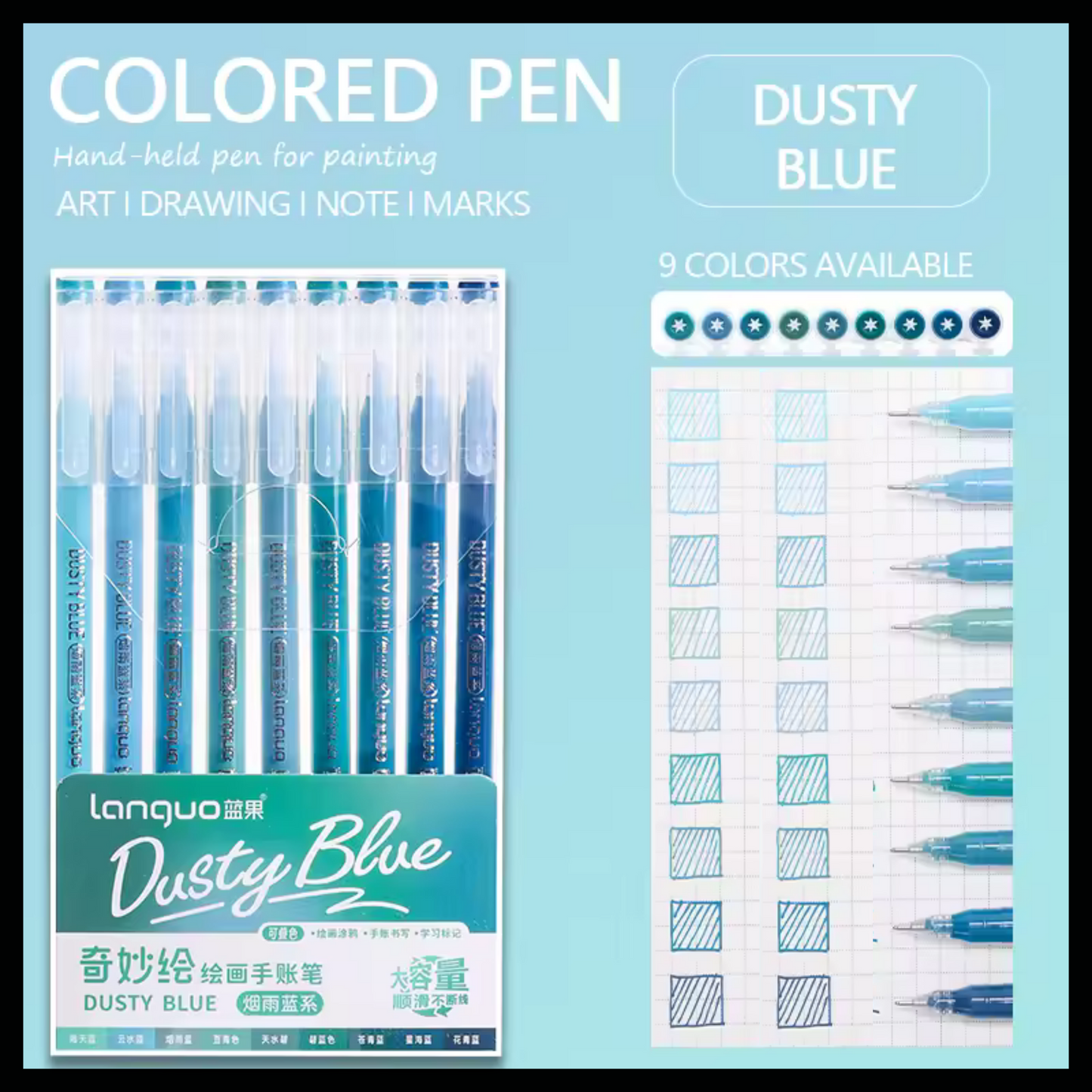 LANGUO FINEPOINT 9 GEL PEN SET - 1MM