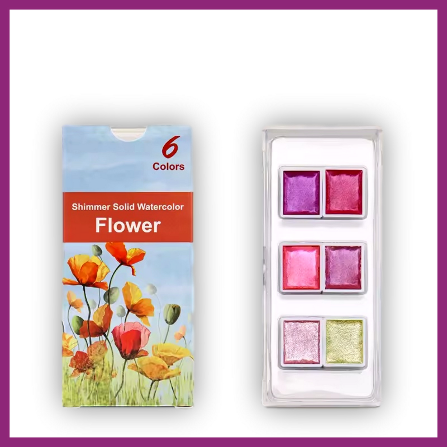 6 COLOR MINI WATERCOLOR PAINT PANS