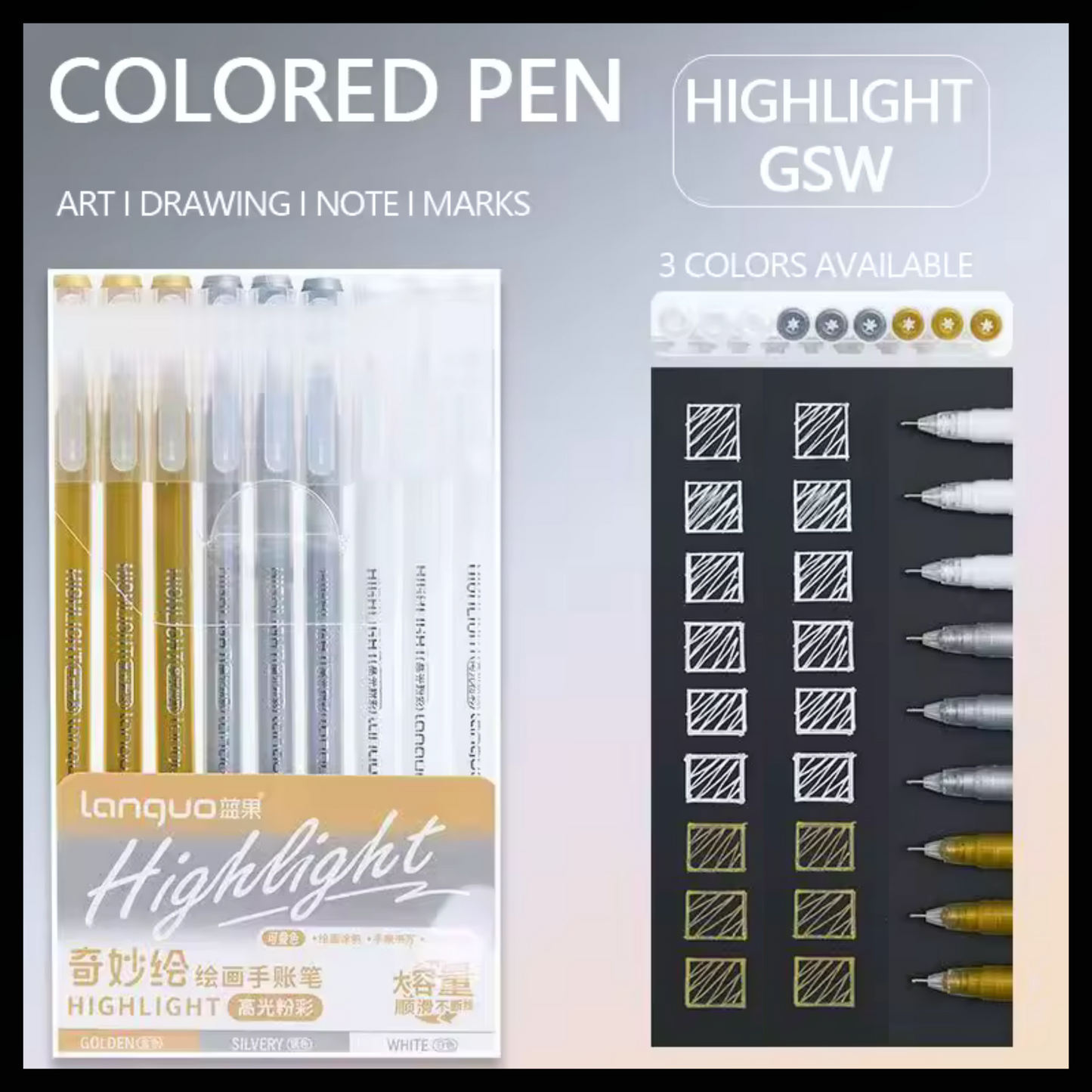 LANGUO FINEPOINT 9 GEL PEN SET - 1MM