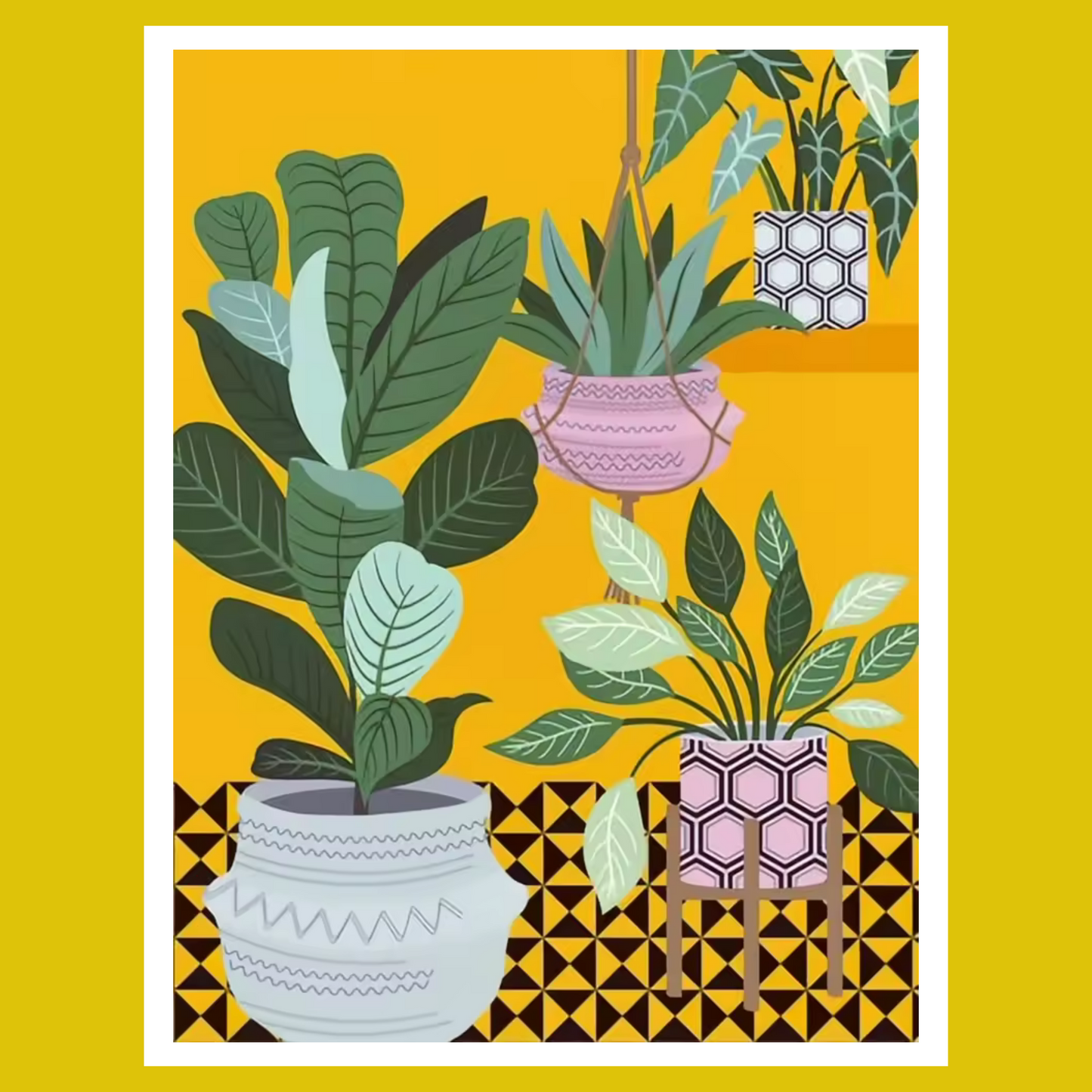 HOUSEPLANTS ON YELLOW PAINT BY NUMBER KIT