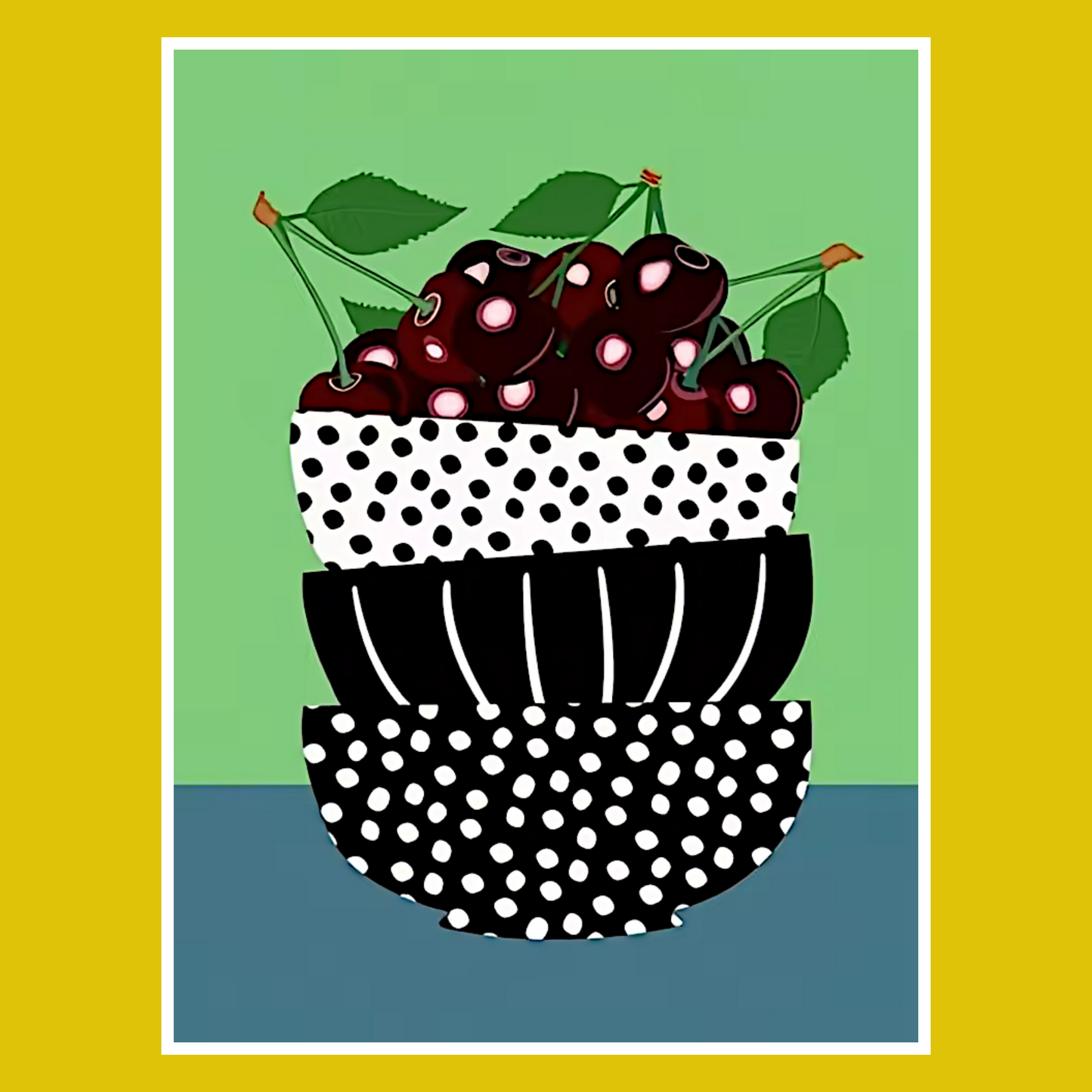 BOWL STACK WITH CHERRIES PAINT BY NUMBER KIT