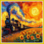 SUNFLOWER TRAIN TRACKS PAINT BY NUMBER