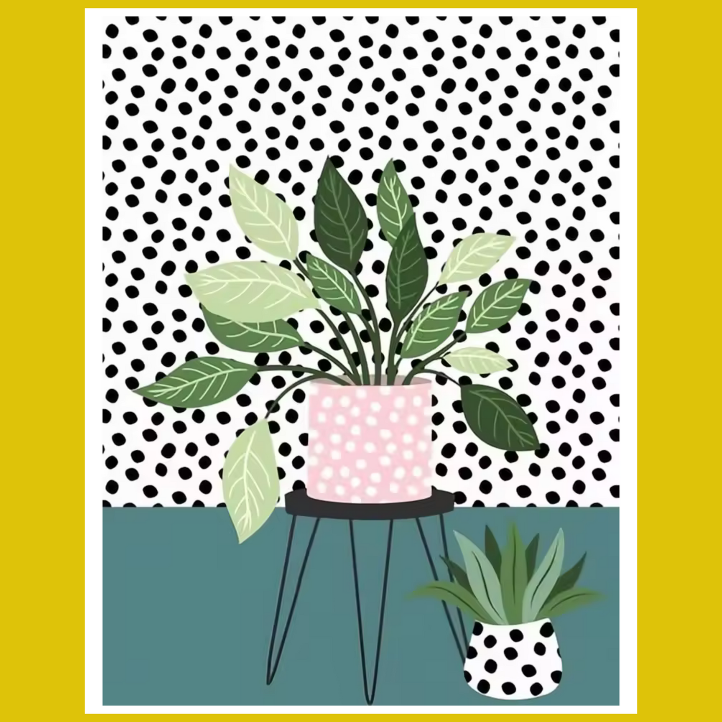 HOUSEPLANTS ON TEAL PAINT BY NUMBER KIT