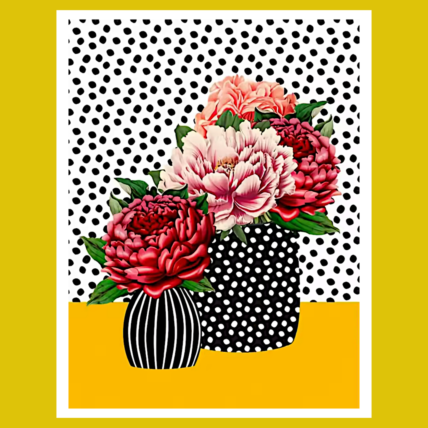FLOWERS IN STRIPES & POLKA DOT VASES PAINT BY NUMBER KIT