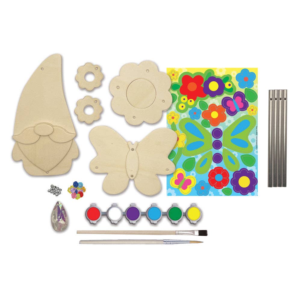 Gnome Garden Wind Chime Wood Craft & Paint Kit