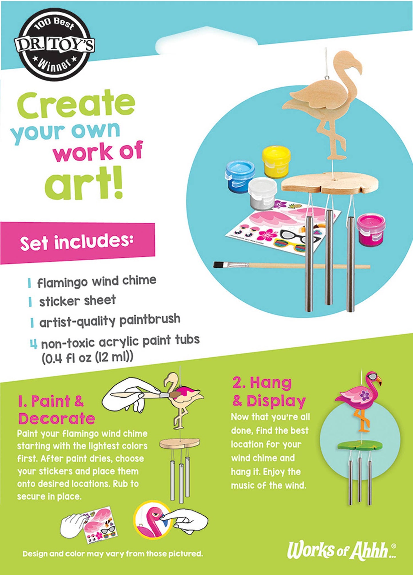 Flamingo Wind Chime Wood Paint Set