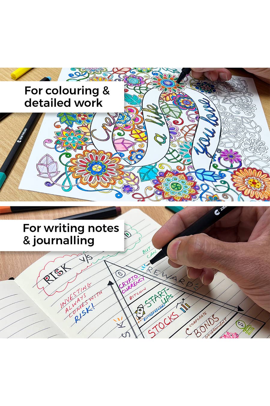 20 Colour Fineliner Pens Set, 0.4mm, Assorted Colours