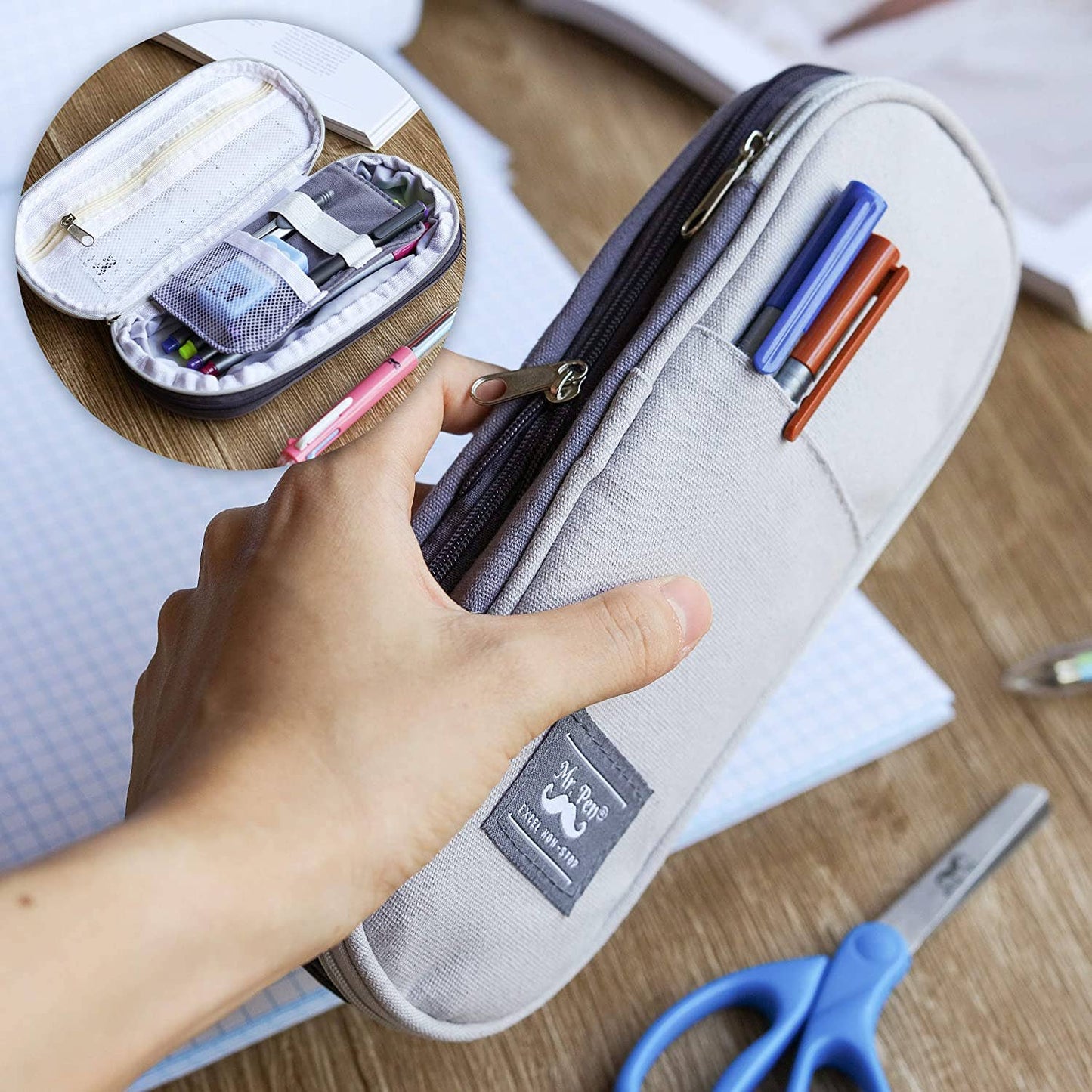 Mr. Pen Grey Pencil Case and Pouch