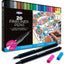 20 Colour Fineliner Pens Set, 0.4mm, Assorted Colours