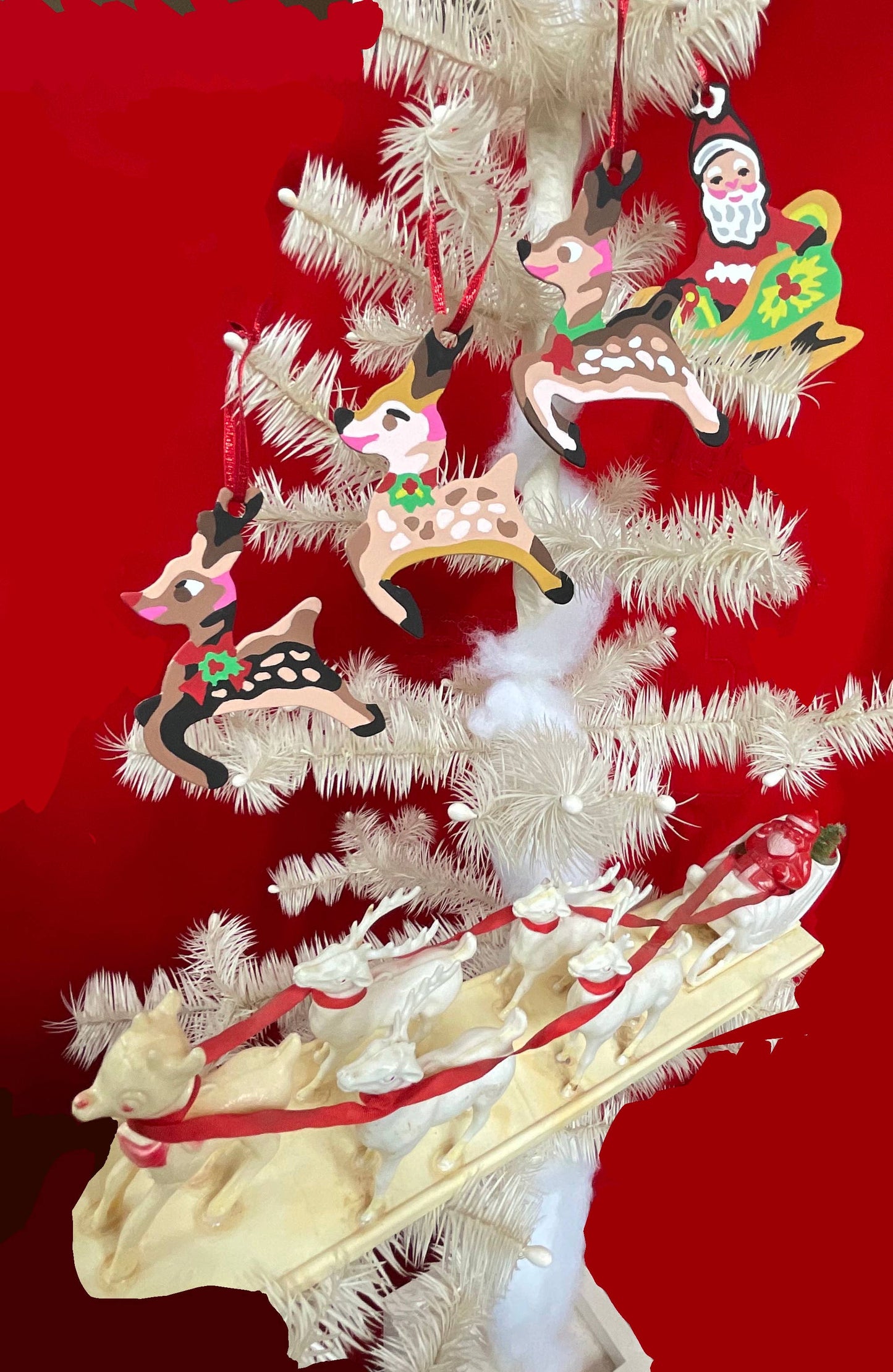 Santa Sleigh and Reindeer / Die Cut Paint by Number