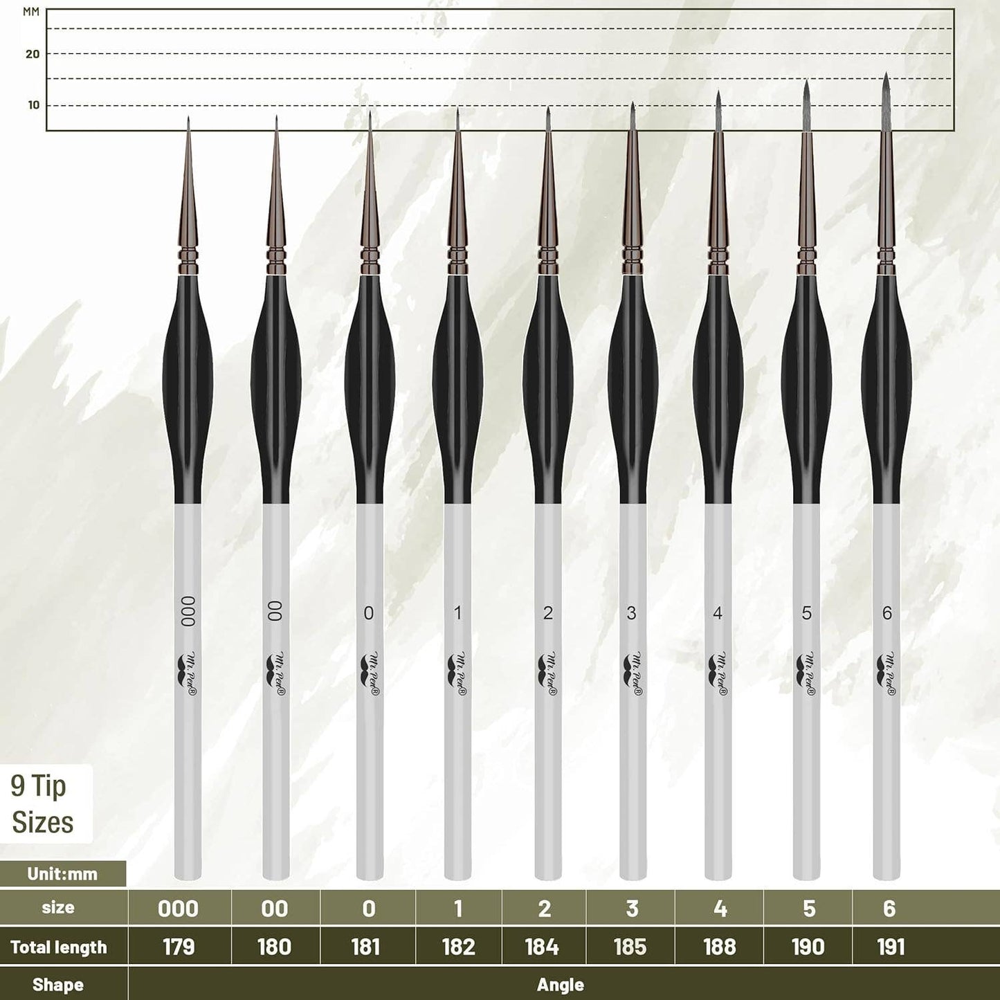 Mr. Pen 9-Piece Detail Paint Brush Set - Silver/Black