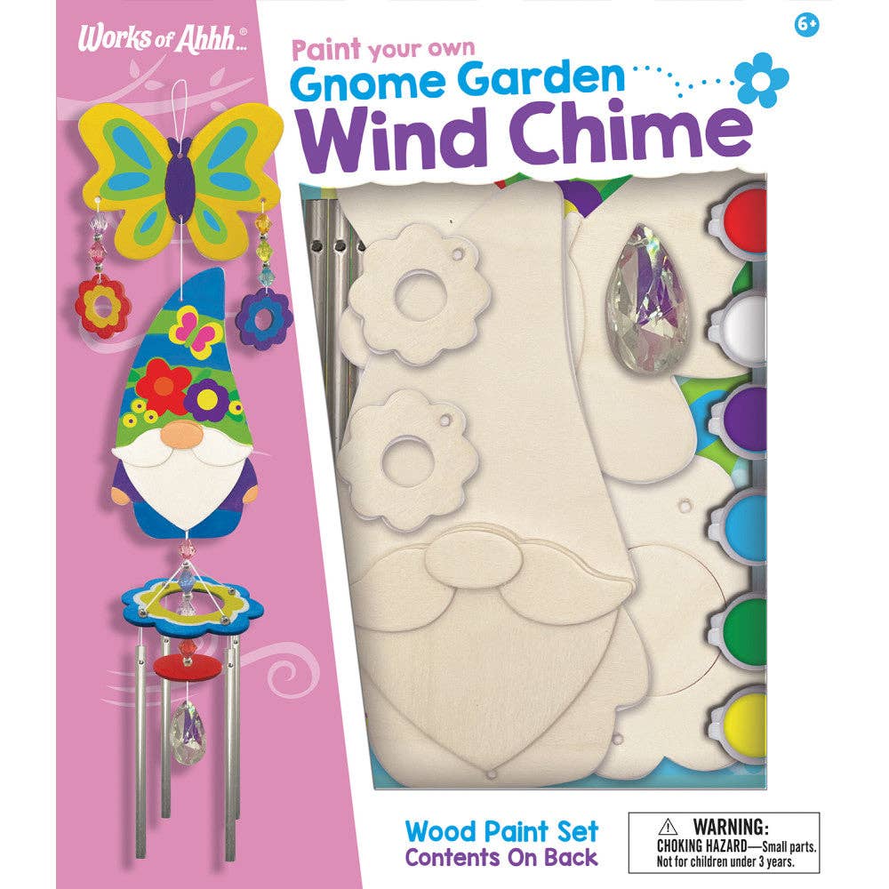 Gnome Garden Wind Chime Wood Craft & Paint Kit