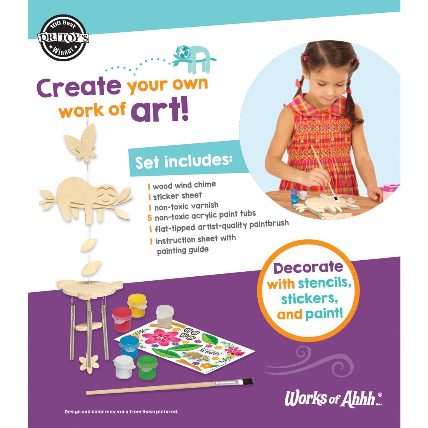 Sloth Wind Chime Wood Paint Set