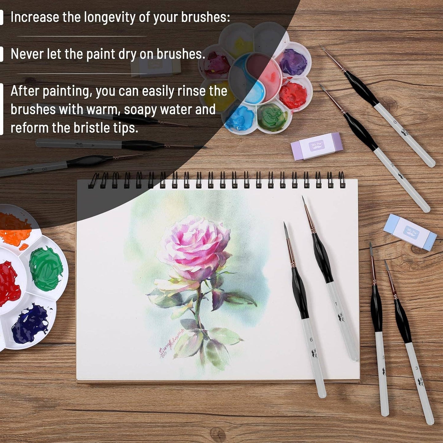 Mr. Pen 9-Piece Detail Paint Brush Set - Silver/Black