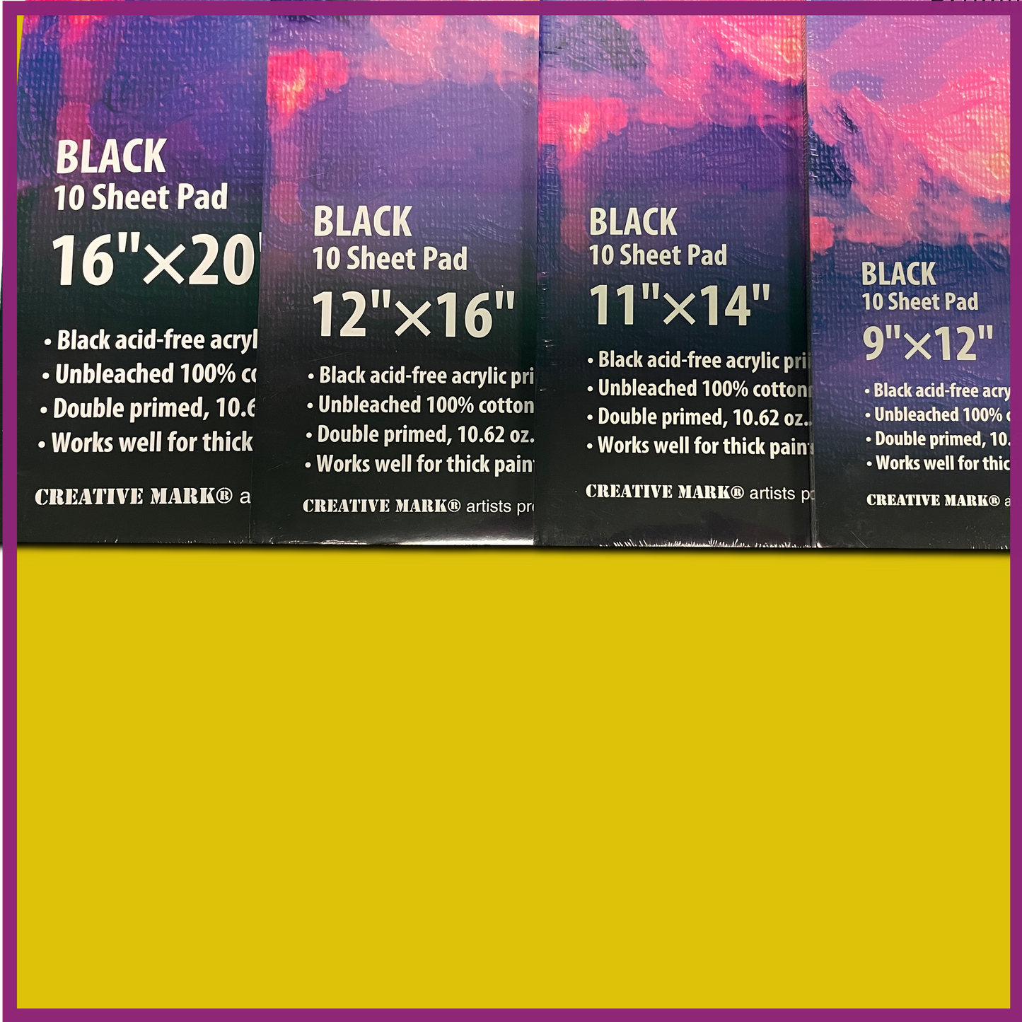PRIMED BLACK CANVAS PAD - 10 SHEETS
