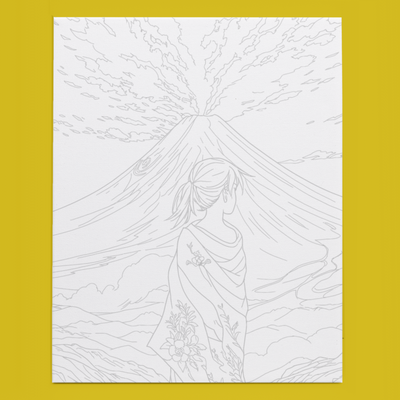 GIRL AND SURREAL MOUNTAIN